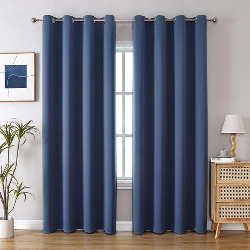 ChrisDowa Blackout Curtains - 90-Inch Thermal Insulated Grommet Panels Set | Stone Blue, 2 Panels for Living Room