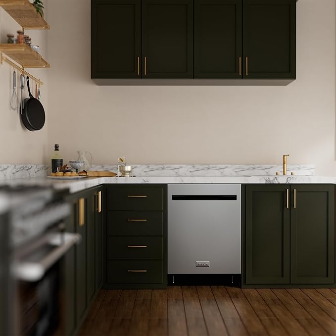 Empava 24 Inch Built-in Dishwasher, Stainless Steel Tub, 15 Place Settings, 8 Wash Cycles, Top Control, Auto Door Dry, 49 dB Ultra Quiet, Energy Star & UL Certified