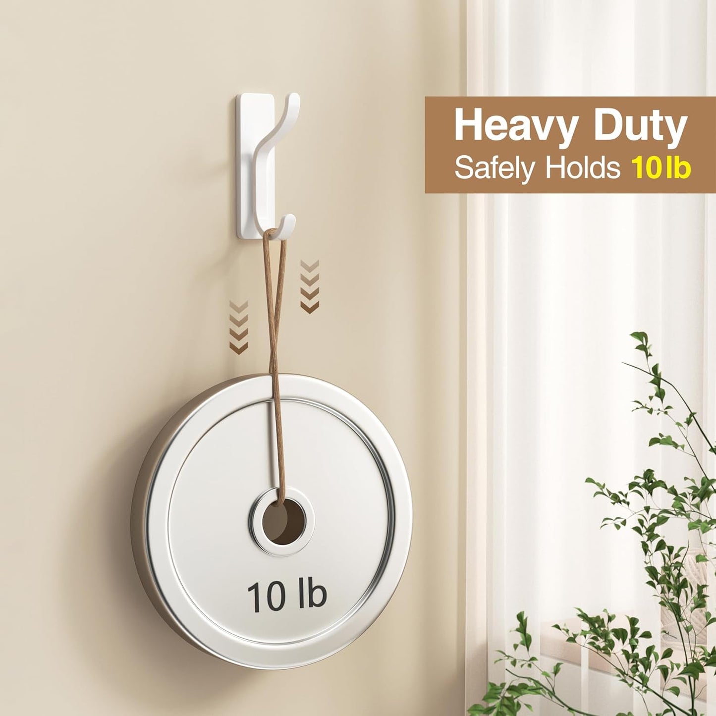 Pickpiff Adhesive Wall Coat Hooks - Heavy-Duty Stick-On Metal Hangers for Towels, Bags, and More | White, 4-Pack