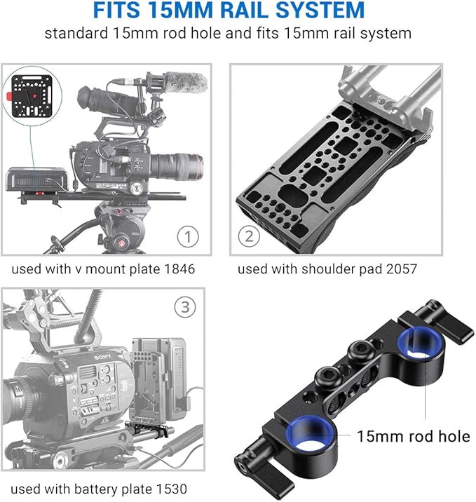 SmallRig Super Lightweight 15mm Railblock, 15mm Rod Clamp with 1/4"-20 Thread for Sony for Canon and Other DSLR Camera Rig Shoulder Support Rail System - 942