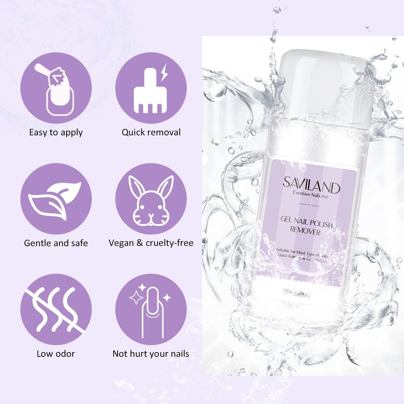 SAVILAND Gel Nail Polish Remover Kit: 250ml Nail Polish Remover with Nail Clips, Nail Tools, 500 Pcs Cotton Pad, Cuticle Pusher & Nail scraper for Gel Nails Dip Acrylic Removal Manicure Salon Home DIY