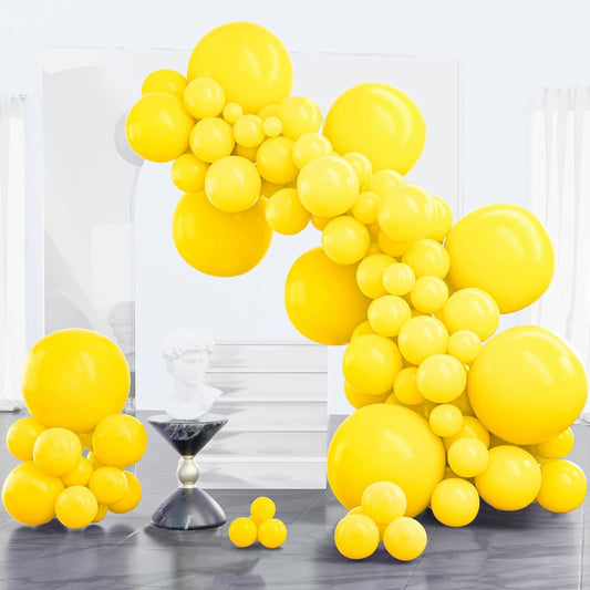PartyWoo Yellow Balloons - 100-Pack Matte Latex Balloons in 5-18 Inch Sizes for Parties & Events