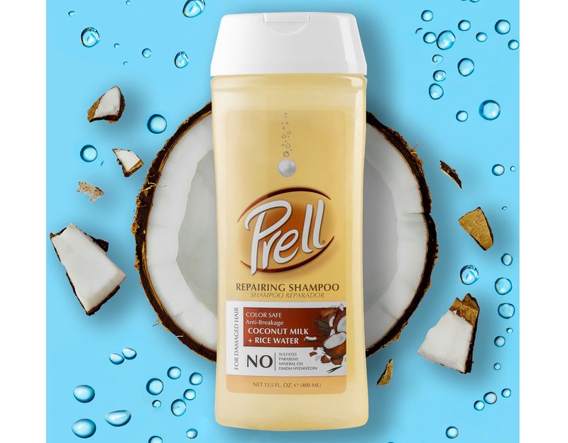 Prell Coconut Milk + Rice Water Color Safe Anti-Breakage Repairing Shampoo for Damaged Hair, 13.5 fl.oz (Pack of 2)