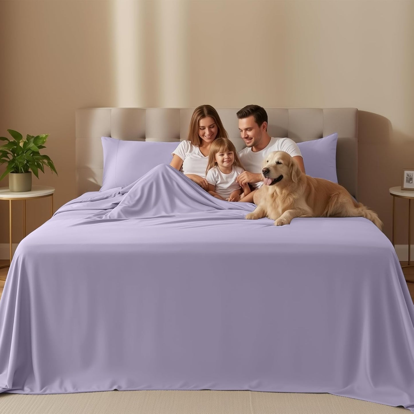 Utopia Bedding Queen Size Sheet Set - Soft, Breathable Microfiber | 4-Piece Lavender Set with Fitted Sheet, Flat Sheet & Pillowcases
