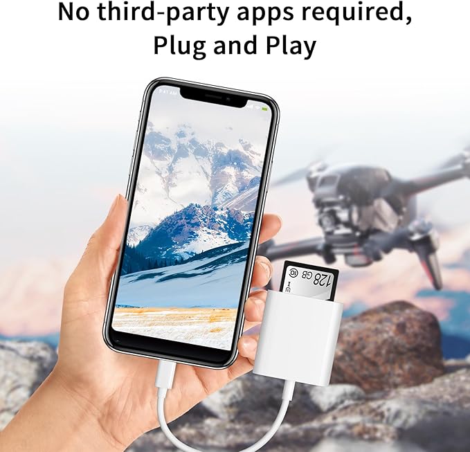 SD Card Reader for iPhone iPad Camera with USB C, Dual Card Slot USB 3.0 Memory Card Reader Supports SD/TF Card Trail Camera Viewer SD Card Adapter Portable Micro SD Card Reader No App Plug and Play