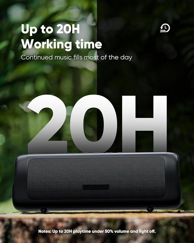 Bluetooth Speaker, 20W HD Sound, Portable Wireless, IPX5 Waterproof, Up to 24H Playtime, TWS Pairing, for Home/Party/Outdoor/Camping/Beach Essentials, Electronic Gadgets, Birthday Gift (Black)