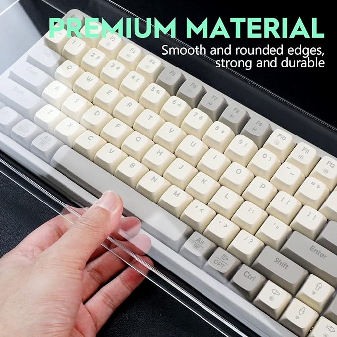Cabilock Acrylic Keyboard Cover Protector 18.7X5.9X1.9 Inch Full Size Clear Keyboard Dust Cover for Desktop Waterproof Spill Resistant Skin for Easy Cleaning