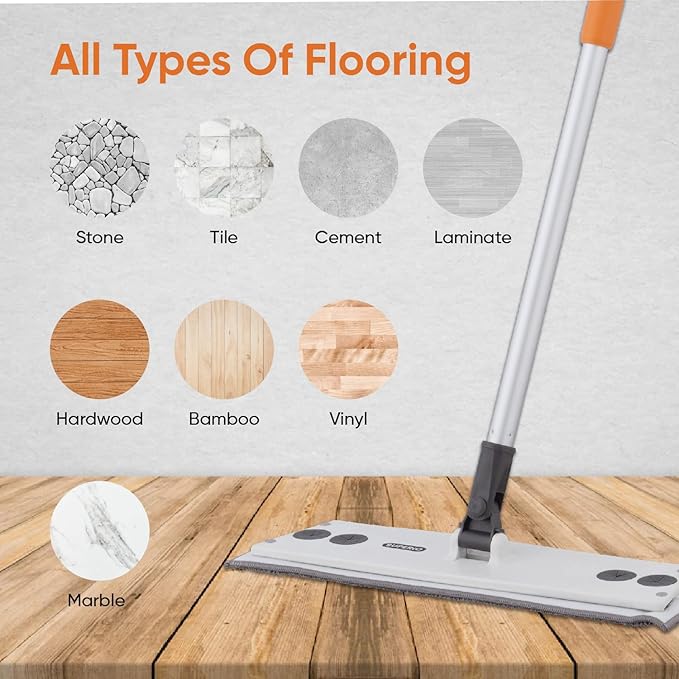 Superio Microfiber Mop Pads, Refill Miracle Mop, Dust Mop Replacement Head 16 Inch Damp Mop Refill for Flat Mop Set, with Velcro-Grey, 2 Pack