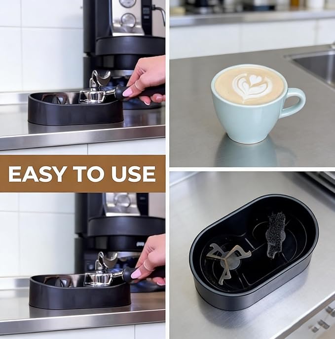 Premium Espresso Clean Holder，Coffee Portafilter Cleaning Kit，Automatic Knock Box Cleaner for 51/53/58mm, Easy Cleaning of Your Coffee Puck (1Pcs)，Electric Automatic Knock Box Cleaner (TWO)