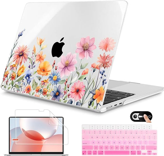 Mektron for 2026 MacBook Air 13-inch M5 Laptop Case A3449 with 13.6-inch Liquid Retina Display Fits 2025 A3240 M4 2024 A3113 M3 2023 A2681 M2 Printed Hard Shell for MacBook Air 13.6", Floral P165
