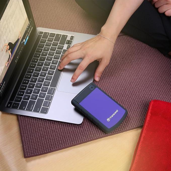 Transcend StoreJet 1TB External Hard Drive, for PS4/PC/Mac/Desktop/Laptop/Xbox, USB3.1(5Gbps)Type-A Portable HDD, One Touch Auto-Backup/Shock Resistant/Three-stage shock protection system(TS1TSJ25H3P)