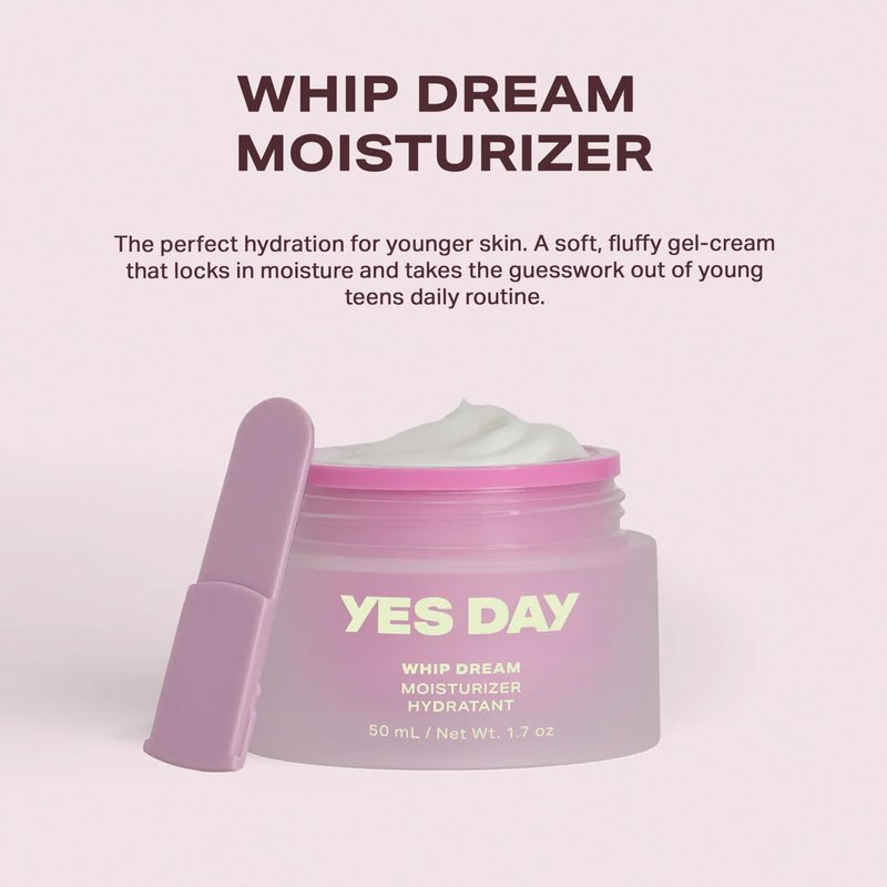 Yes Day Whip Dream Face Moisturizer for Teens – Whipped Airy Gel Cream for Glowing Skin – Clean Hydrating Skincare for Teens & Ages 10 Up, with Coconut and Vegan Ceramides (50ml)