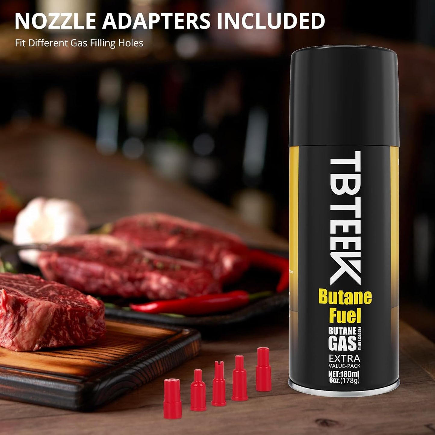 TBTeek Torch Lighter - Butane Kitchen Torch with Safety Lock & Adjustable Flame | 180ml Fuel Included