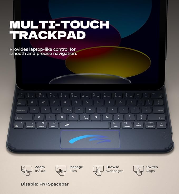 Dexnor for iPad (A16) 11th/10th Generation Case with Keyboard Ultra-Thin Magnetic Folio Keyboard Case Trackpad Pencil Holder Backlit Rechargeable for iPad A16 11" 2025/10th Gen 10.9" 2022, Blue
