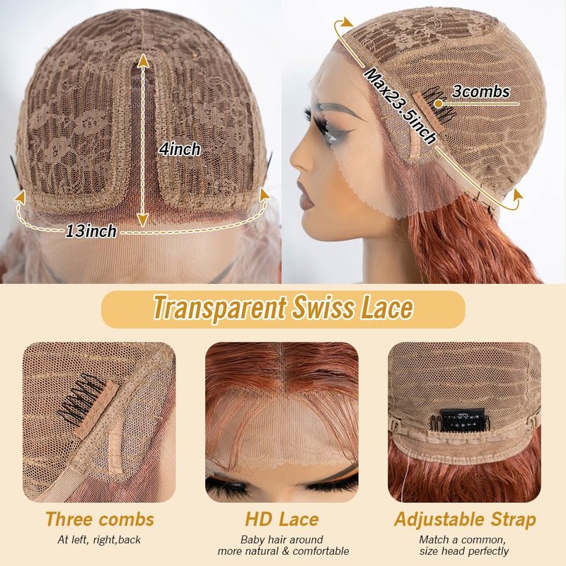 Super Long 36-Inch Lace Front Wig - Synthetic Hair Bohemian Waves | 5-Inch Middle Parting (130T)