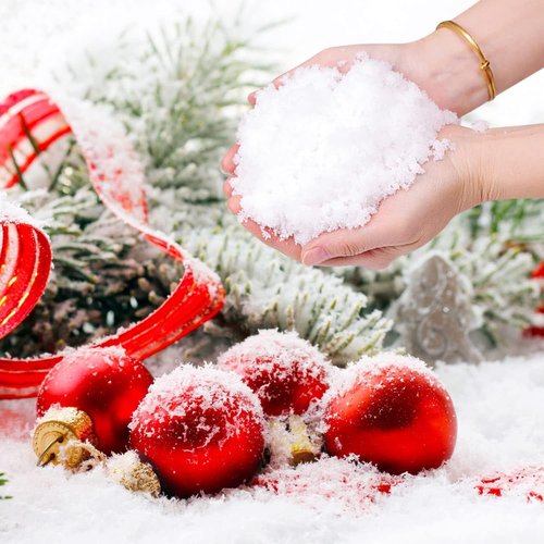 Hatisan 13 Ounces Fake Snow Decoration - Artificial Snow for Holiday Crafts & Displays | Winter Decor