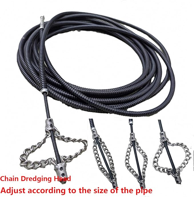 Flex-Shaft Sewer Descaling Chain,Drain Clog Remover,Gutter Cleaning Tools Drain Cleaner for Toilet Shower Kitchen Bathroom Tub Clogged Drains Opener Tool(150cm,Black)