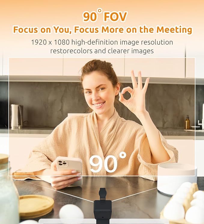 TOUCAN 1080P Webcam for pc, Webcam with Microphone for Laptop, Plug and Play USB Web Cam, 90°View Computer Camera, External Camera for Streaming, Skype, Zoom, FaceTime, Hangouts, MacBook/Tablet