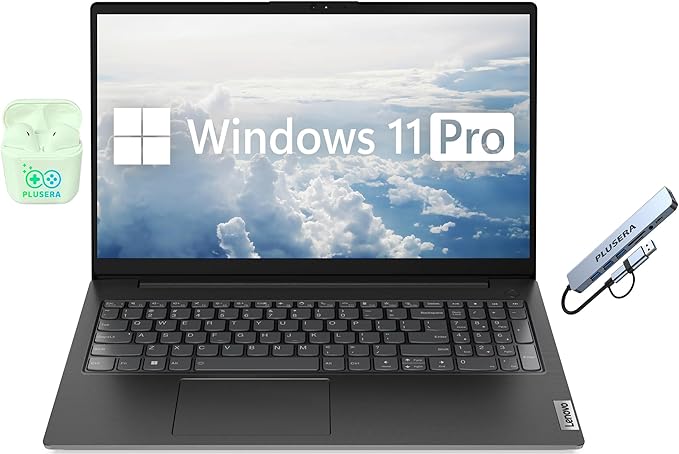 Lenovo V15 G4 15.6" FHD Laptop Computer, 24GB RAM 1.5TB Storage (1TB SSD+512GB Docking Station Set), 8-Cores AMD Ryzen 7, Windows 11, PLUSERA Earphones, Black