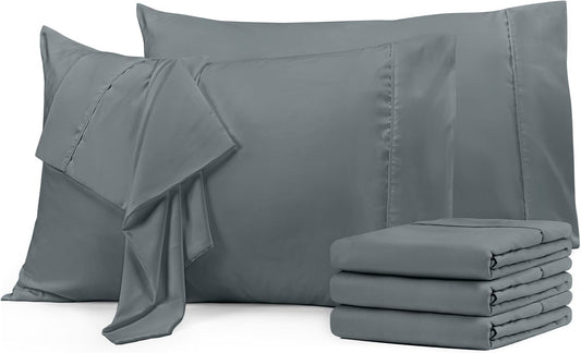 Utopia Bedding King Pillow Cases - 6 Pack Soft Brushed Microfiber - Fade Resistant 20 x 40 Inches | Grey