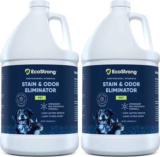 Eco Strong Pet Stain and Odor Remover - Cat Urine Enzyme Cleaner Destroyer, Urine Destroyer for Dogs, Pet Urine Enzyme Cleaner - 128 Oz (Pack of 2)