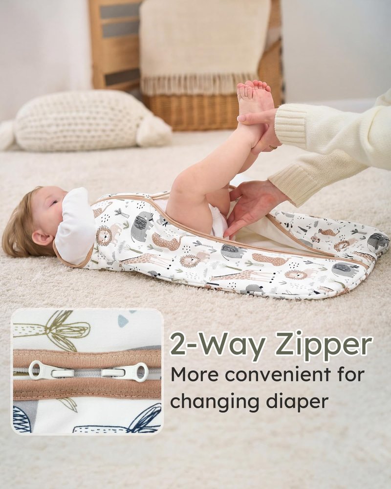 Yoofoss Baby Sleep Sack 0-6 Months, 1.5 Tog Baby Wearable Blanket with 2-Way Zipper, 100% Cotton Organic Fabric Winter Infant Sleeping Sack, Warm Soft Comfy