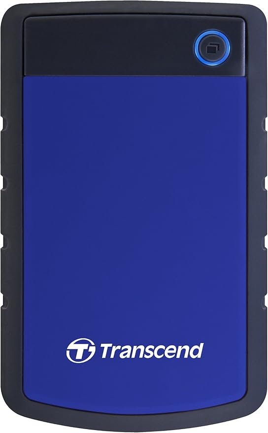 Transcend StoreJet 4TB External Hard Drive, for PS4/PC/Mac/Desktop/Laptop/Xbox, USB3.1(5Gbps)Type-A Portable HDD, One Touch Auto-Backup/Shock Resistant/Three-stage shock protection system(TS4TSJ25H3B)