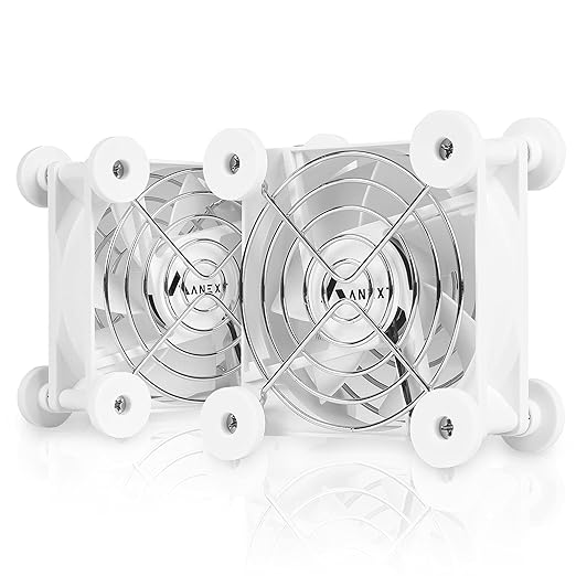 ANEXT, USB Fan, USB Computer Fan, Silent Fans for Receiver DVR PlayStation Xbox Computer, (80mm,White Dual Packs)