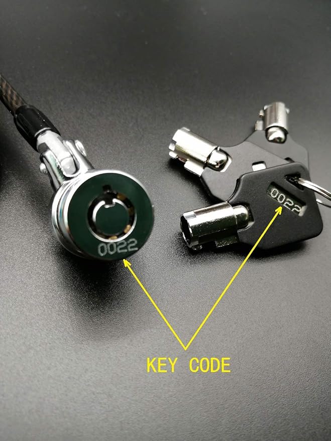 LORADAR 8Feet 3keys Security Retractable Cable Lock Portable Keyed Laptop Lock for Monitors, Laptops, MacBooks, Tablets, iPad,Mac mini, (Keyed Different+Black Anchor Plate) (1 Pack)