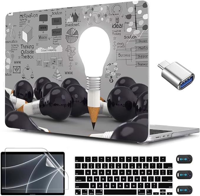 CISSOOK Creative Bulb Hard Shell Case for MacBook Air 13.6 inch 2026 2025 2024 2022 Release, Plastic Hard Shell Cover with Keyboard Cover for MacBook Air 13 M2 M3 M4 M5