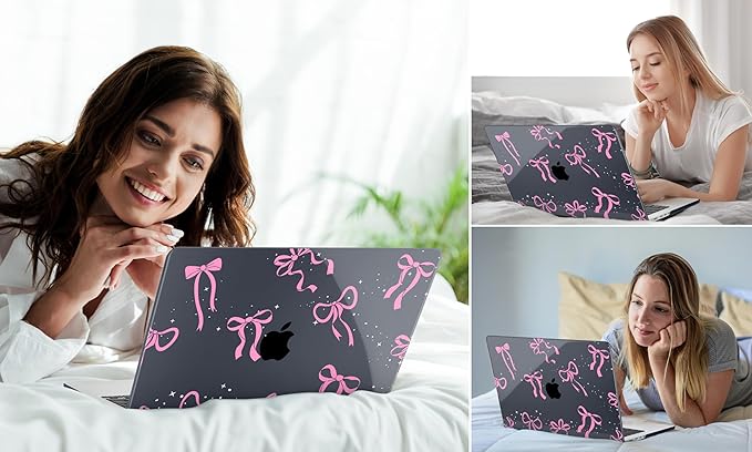 DONGKE Compatible with MacBook Pro 16 Inch Case (2026-2021 Release, M5 M4 M3 M2 M1 Pro/Max Chip), Plastic Hard Shell Cover with Keyboard Cover & Screen Protector for MacBook Pro 16", Bows & Stars