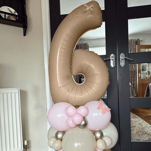 Balloon Number 4 - 40 Inch Self-Inflating Brown Foil Balloon | Giant Apricot 4 for Birthday Celebrations