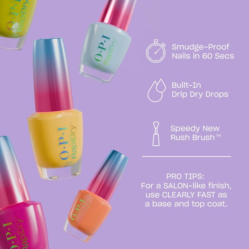 OPI RapiDry No Further Delays | Opaque Bright Seafoam Crème Quick Dry Nail Polish | Vegan, Smudge Proof, Fast Drying