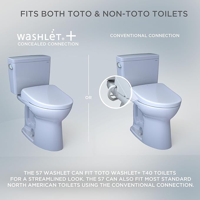 TOTOÂ® WASHLETÂ®+ S7A Electronic Bidet Toilet Seat with EWATER+Â® Bowl and Wand Cleaning, Auto Open and Close Contemporary Lid, Elongated, Cotton White - SW4736AT40#01