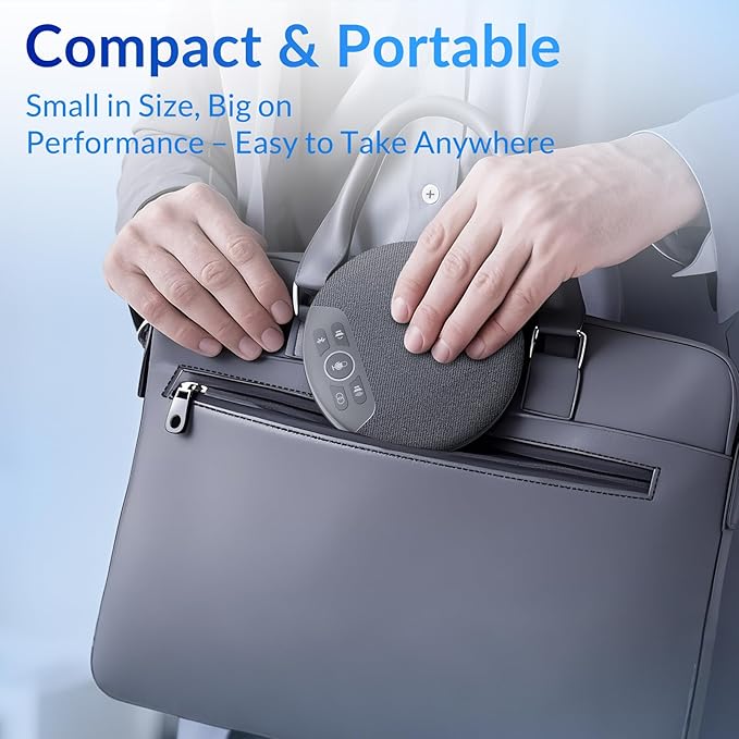 NEWORK Bluetooth Conference Speakerphone with AI Noise Reduction, 4 Mics, 360° Voice Pickup, 2600mAh Battery, Bluetooth/USB-C/Dongle, Daisy Chain for Large Rooms, Compatible with Zoom/Teams/Skype