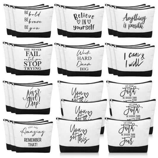 Sanwuta 30pcs Cna Week Gift for Women Inspirational Makeup Bags with Zipper Thank You Cosmetic Bags Gift for Teacher Nurse Graduation (Classic)