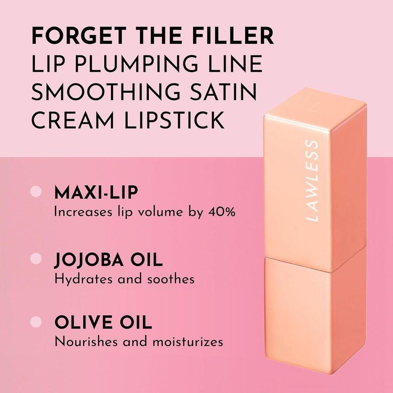 Forget the Filler Lip-Plumping Satin Cream Lipstick - Fawn | 0.1 Ounce, Smooths Lines & Enhances Lips