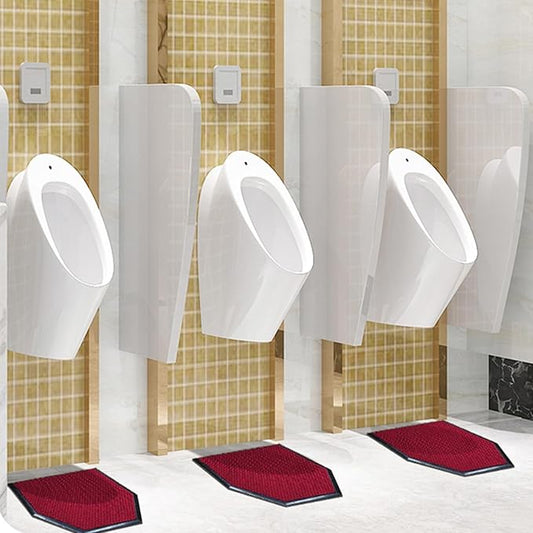 HM&DX Water Absorption 2 Pack Urinal Mats, Reusable Non-Slip Deodorization Urinal Floor Mats,Commercial Washable Urinal Carpet Rug for Men's Restroom Floor Protector(40x50cm(15.7"x19.7"), Red)