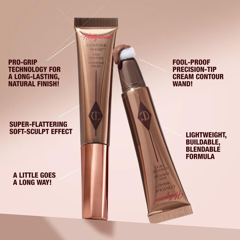 Charlotte Tilbury Hollywood Liquid Contour Wand - Easy-to-Use Contour Stick & Liquid Bronzer for Sculpting & Shaping - Leaves a Natural-Looking Sculpted Finish - Medium/Deep