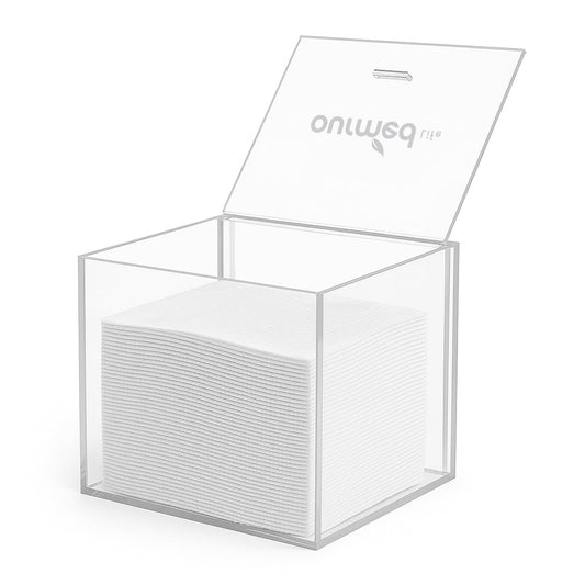 Ourmed Life Clear Acrylic Face Towel Holder, Organizer Box for Bathroom Countertop Storage, Disposable Face Towels Container and Face Towel Clear Box with 50 Count Clean Facial Towels Included
