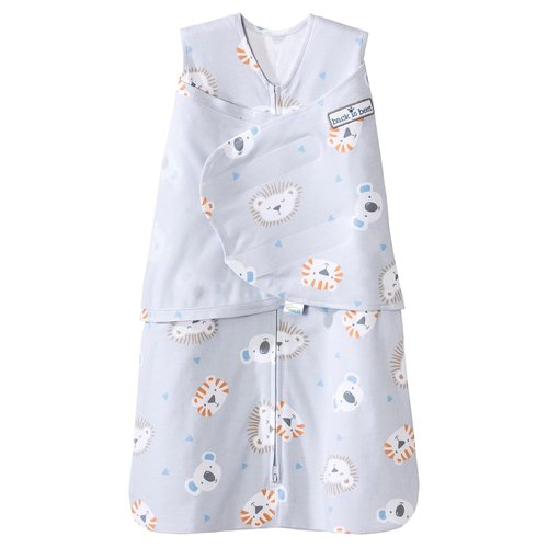HALO 100% Cotton Sleepsack Swaddle - 3-Way Adjustable Wearable Blanket, TOG 1.5, Multicolor Lions & Tigers, Newborn 0-3 Months