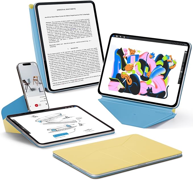 MOFT Dynamic Folio Case foriPad Pro 11" (4th 2022 | 3rd 2021 | 2nd 2020), Slim Magnetic Stand Case with 20+ Viewing Angles, Auto Wake/Sleep, Panna Cotta x Faded Jeans