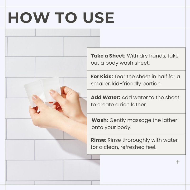 Tidalove Body Wash Sheets in Tin, Zero Waste, Vegan, Paraben-Free, SLS-Free, Cruelty-Free, TSA-Friendly, Travel Soap Sheets, 1 Month Supply (30 Sheets, 60 Washes) (Body Wash Sheets in Tin)