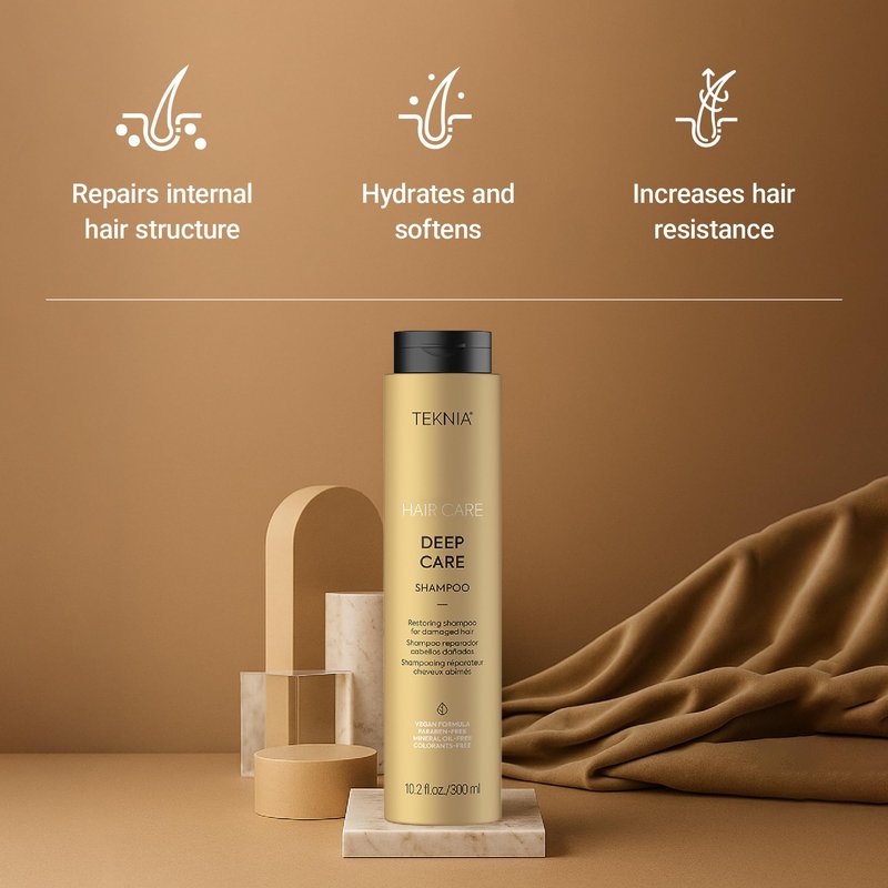 Lakmé Teknia Deep Care Shampoo, Repairing Shampoo for Damaged Hair, 10.2 Fl Oz