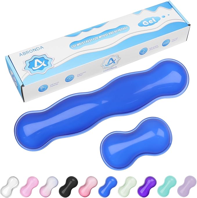 ABRONDA Gel Wrist Rest for Keyboard and Mouse, Wrist Rest for Keyboard, Mouse Wrist Support, Pain Relief, Cool Touch, Non-Skid, Keyboard and Mouse Wrist pad Set