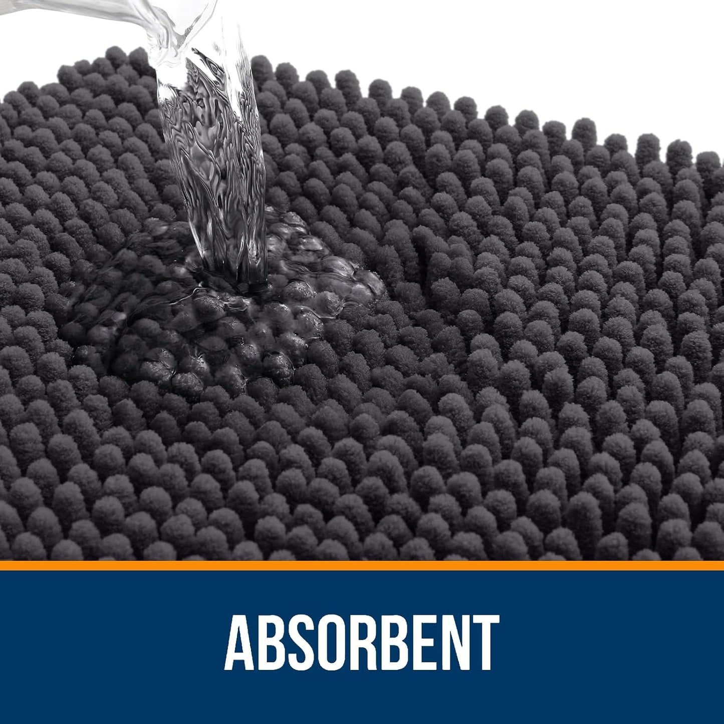 OLANLY Bathroom Rugs - Extra Soft Chenille Bath Mats | Quick-Dry, Machine Washable, 34x21, Dark Grey