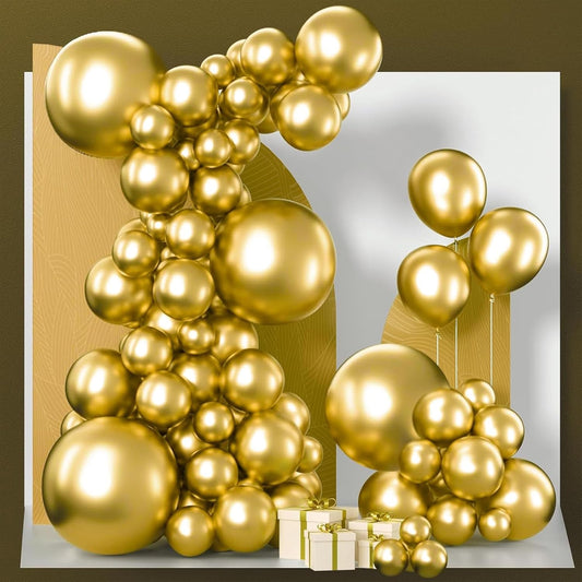PartyWoo Gold Balloon Arch Kit - 152 Pcs in 5-18 Inch Sizes for Birthday, Wedding, and Baby Showers