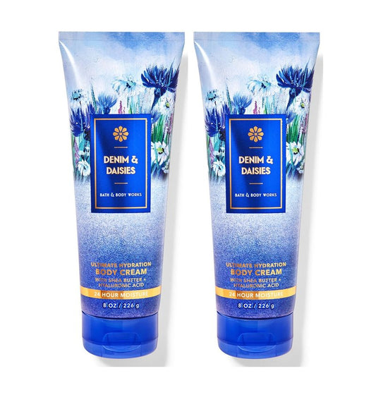 Bath & Body Works Denim & Daisies Ultra Shea Body Cream, 8oz Each, Pack of 2 (Denim & Daisies)