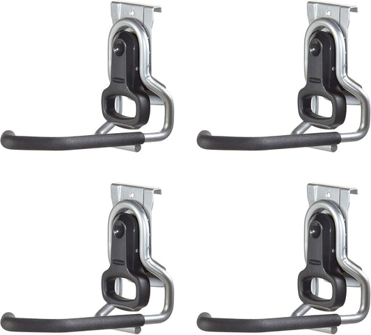 Rubbermaid Fasttrack Heavy-Duty Bicycle Storage Wall Hook - Vertical Bike Rack for Bikes Up to 50 lbs (4 Pack)