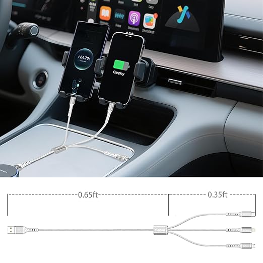 Short Multi Charging Cable 1FT 2Pack 3 in 1 Charger Cord Braided Universal Phone Cords with Lightning/Type C/Micro USB Connectors, Multiple USB Cable for iPhone/Samsung/Google Cell Phones and More